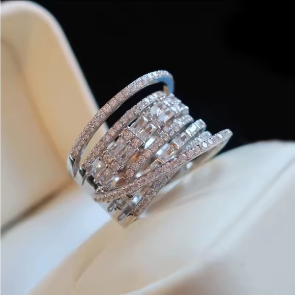 Zales Silver Multi-Band Moissanite Ring - Picture 2 of 3